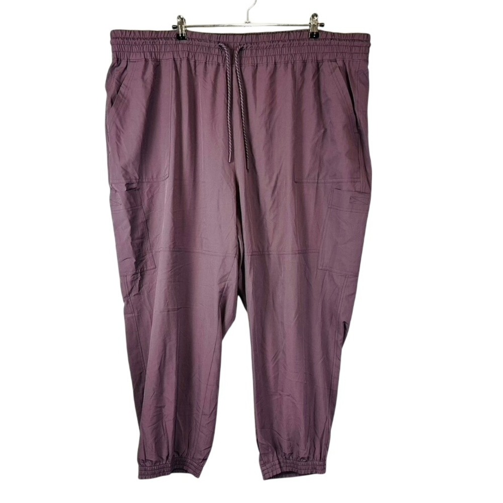 Old Navy Womans 3X Pants Stretch Tech Pull On Purple Jogger Taper Leg Quick Dry